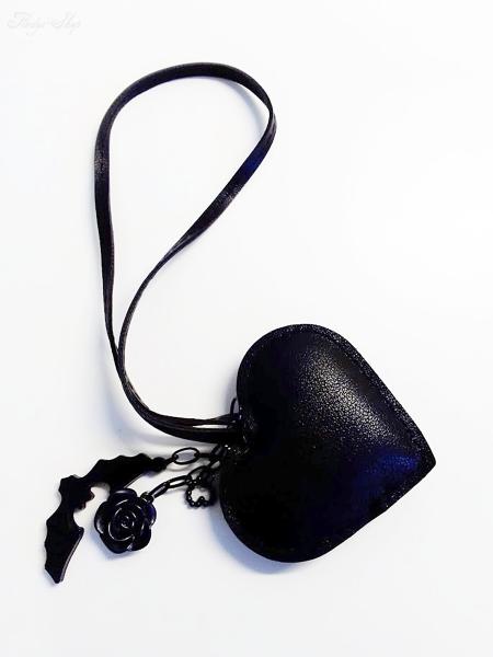 Taschenanhänger Herz mit Fledermaus/Rose